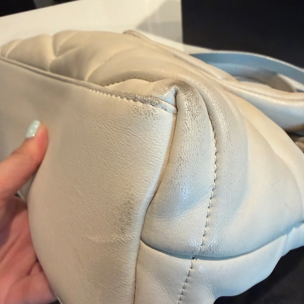 Preloved Saint Laurent Cream Quilted Leather Shoulder Bag FULL SET - Picture 15 of 16